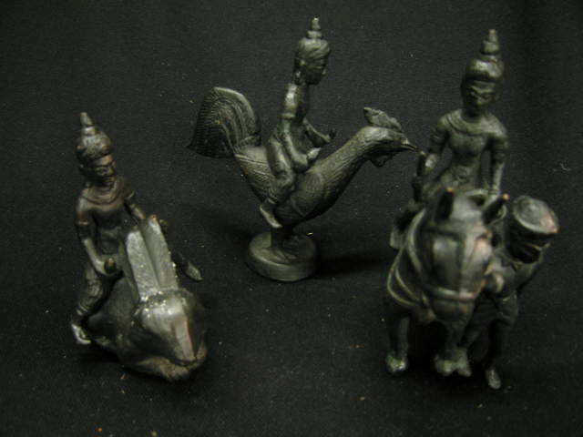 Appraisal: Oriental Bronze Figurines with Goddess Decor