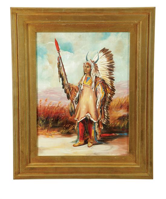 Appraisal: PORTRAIT OF AN AMERICAN INDIAN AMERICAN SCHOOL ST HALF- TH