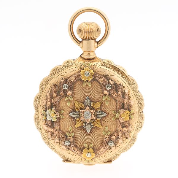 Appraisal: TRI-COLOR K GOLD POCKET WATCH cmm case Six size jewel