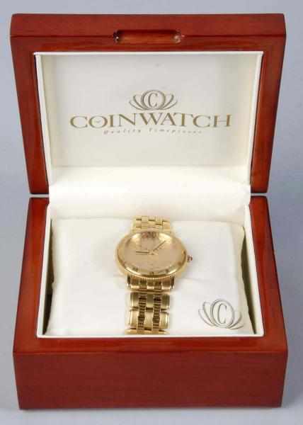 Appraisal: Coin Watch with Genuine Gold Coin Face Description Working With