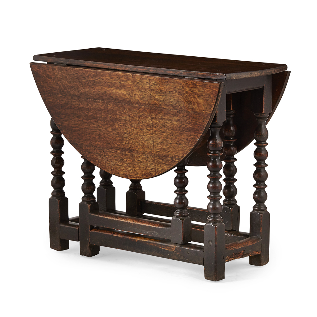 Appraisal: WILLIAM AND MARY OAK GATELEG TABLE LATE TH CENTURY the