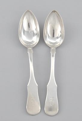 Appraisal: A Pair of Russian Silver Serving Spoons Hallmarked Sch Krumgalz