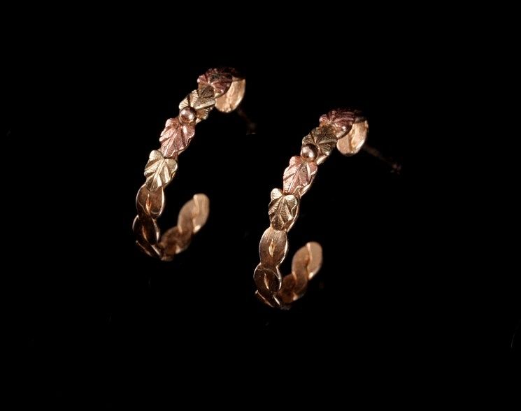 Appraisal: Black Hills Gold k Petite Hoop Floral Earrings For your