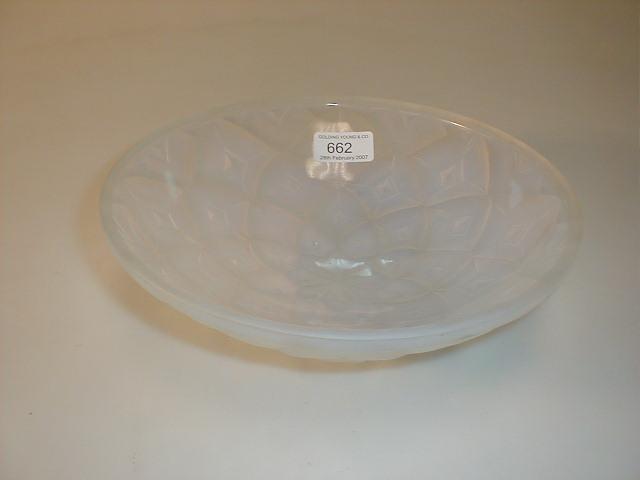 Appraisal: A French opalescent glass bowl moulded with stylized leaves and