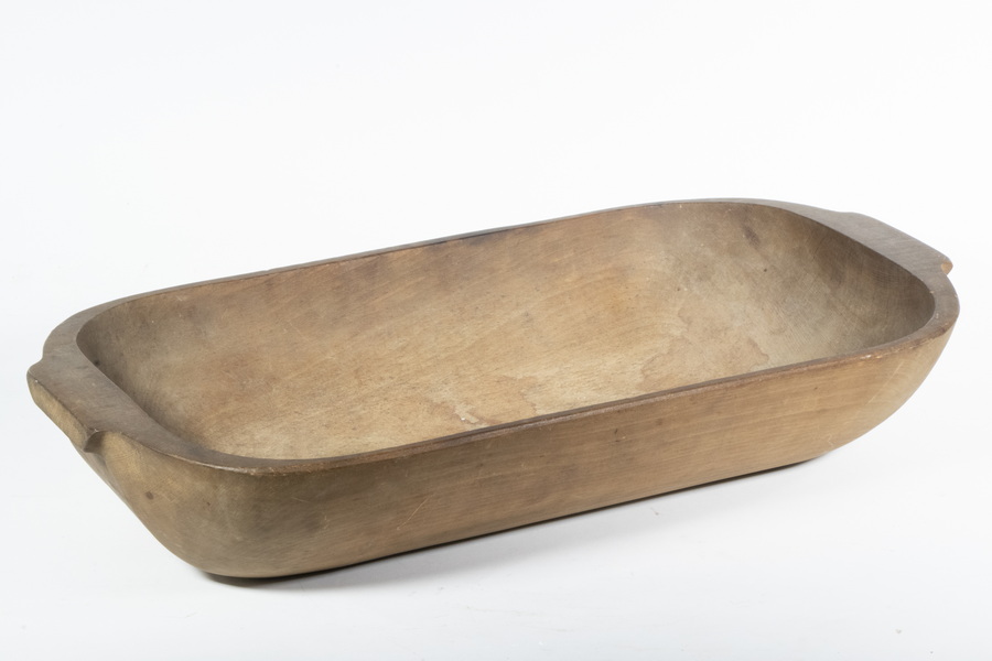 Appraisal: WOODEN TRENCHER Vintage American Wooden Dough Bowl with side handles