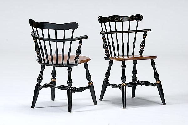 Appraisal: PAIR OF COMB-BACK WINDSOR ARMCHAIRS th century by Ethan Allen