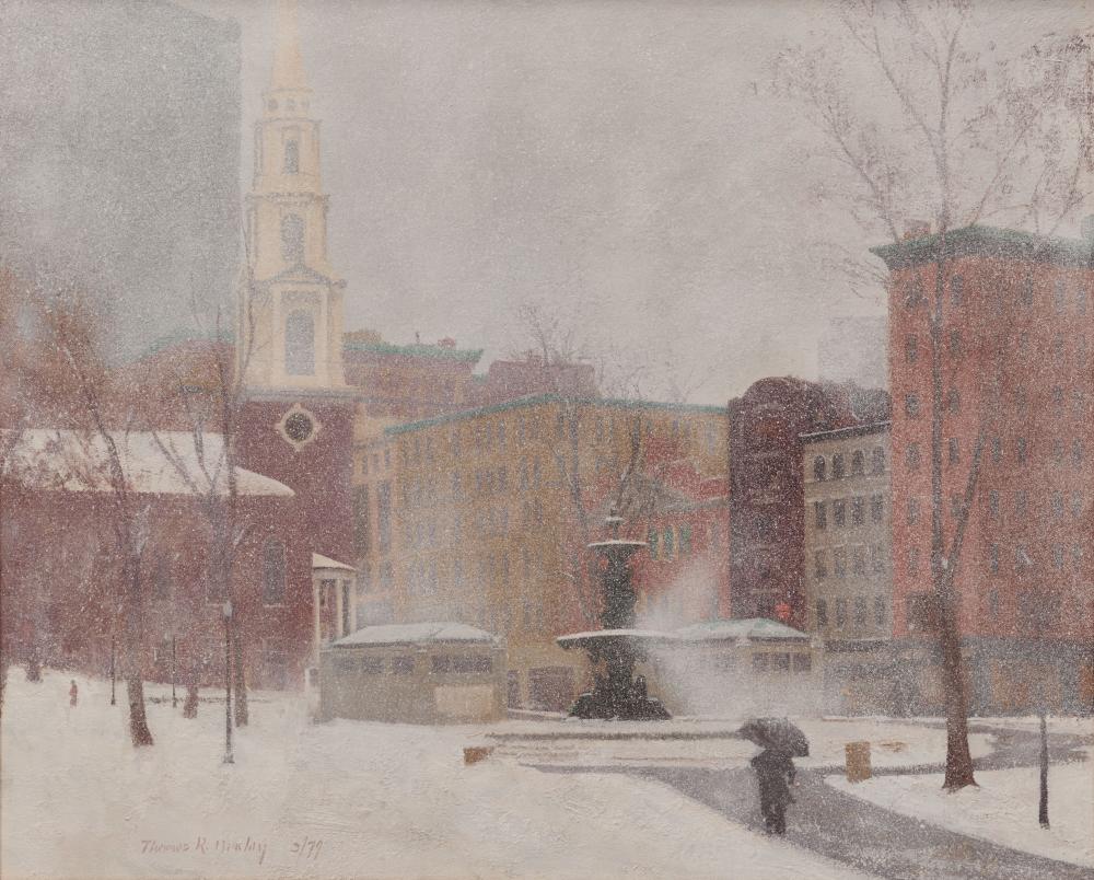 Appraisal: THOMAS DUNLAY American b Park Street Church Boston Common oil