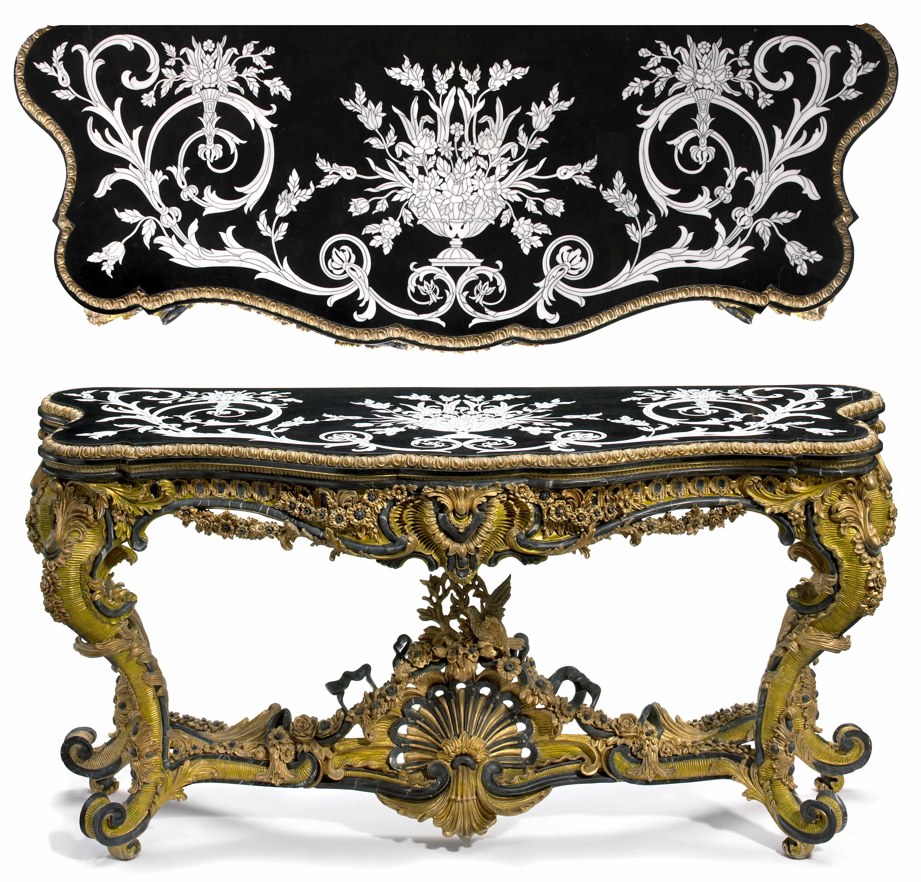 Appraisal: Property of another owner A Baroque style gilt composition console