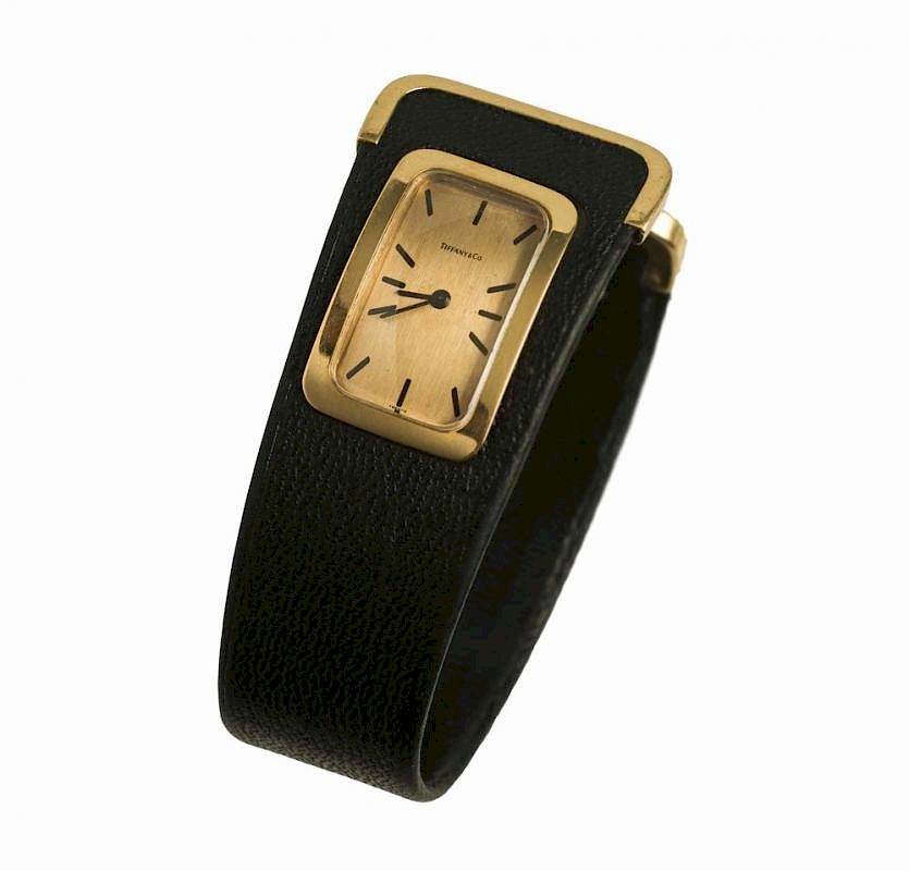 Appraisal: Tiffany Co Wristwatch Tiffany Co leather cuff wristwatch having an