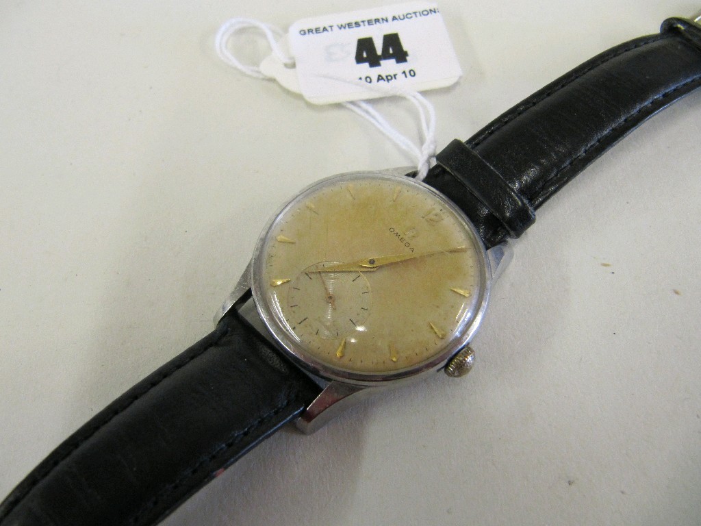 Appraisal: Gents stainless steel Omega wrist watch with cream dial gilt