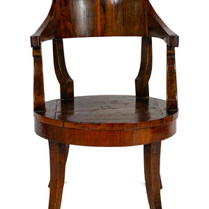 Appraisal: A Continental Barrel-Back Armchair th Century Height x width x