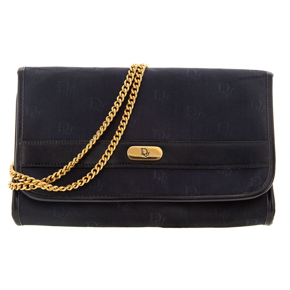 Appraisal: A Christian Dior Trotter Shoulder Bag A navy canvas Dior