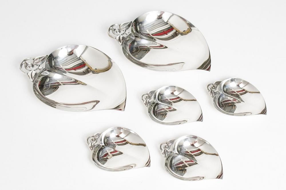 Appraisal: Tiffany Sterling Silver Heart Leaf Dishes Tiffany Co sterling silver