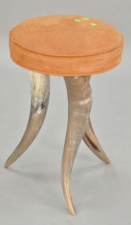 Appraisal: Tripod steer horn stool ht in dia in Tripod steer