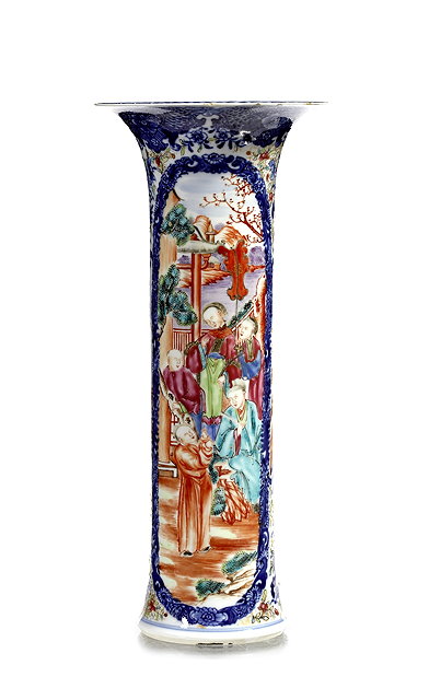 Appraisal: A Chinese cylindrical porcelain vaseQianlong - painted in enamels with