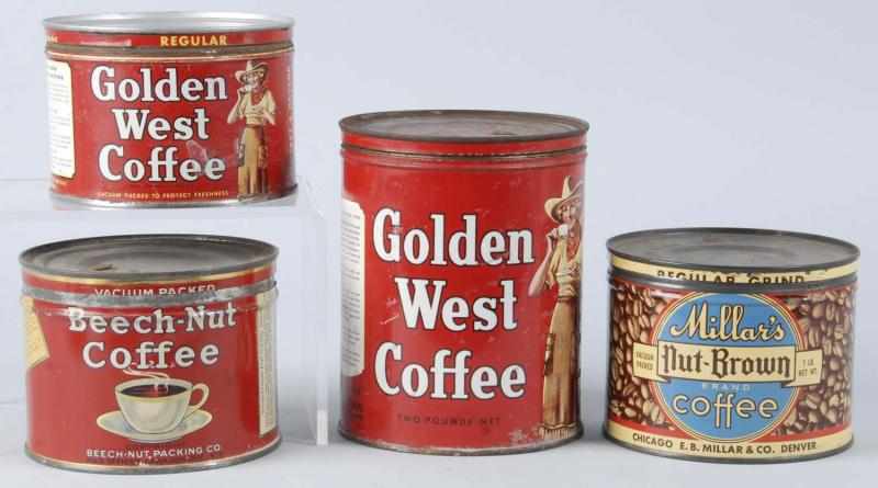 Appraisal: Lot of Assorted Coffee Tins Description Includes two Golden West