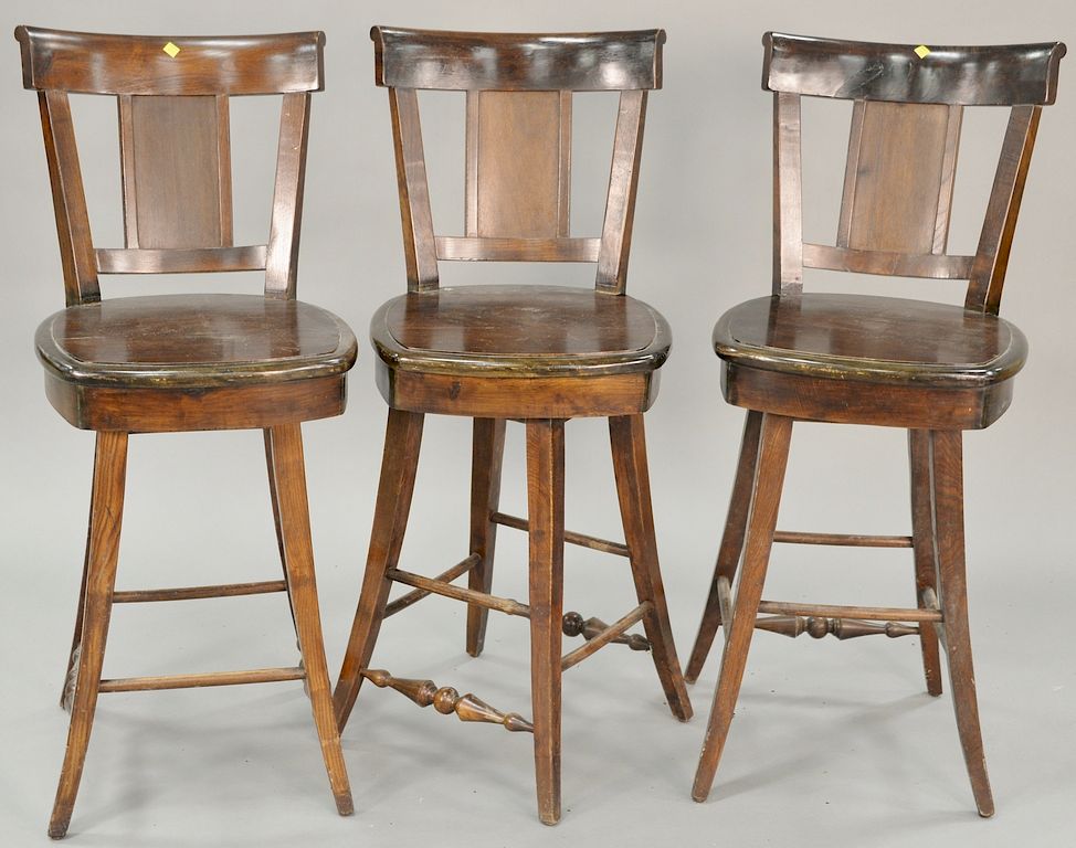 Appraisal: Set of three swivel bar stools seat ht in Provenance