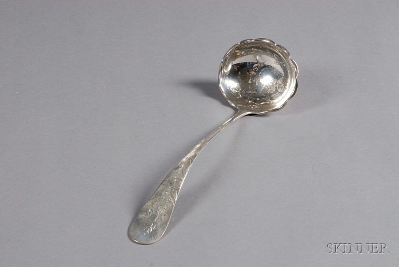 Appraisal: Gorham Sterling Soup Ladle late th century acid-etched to stem