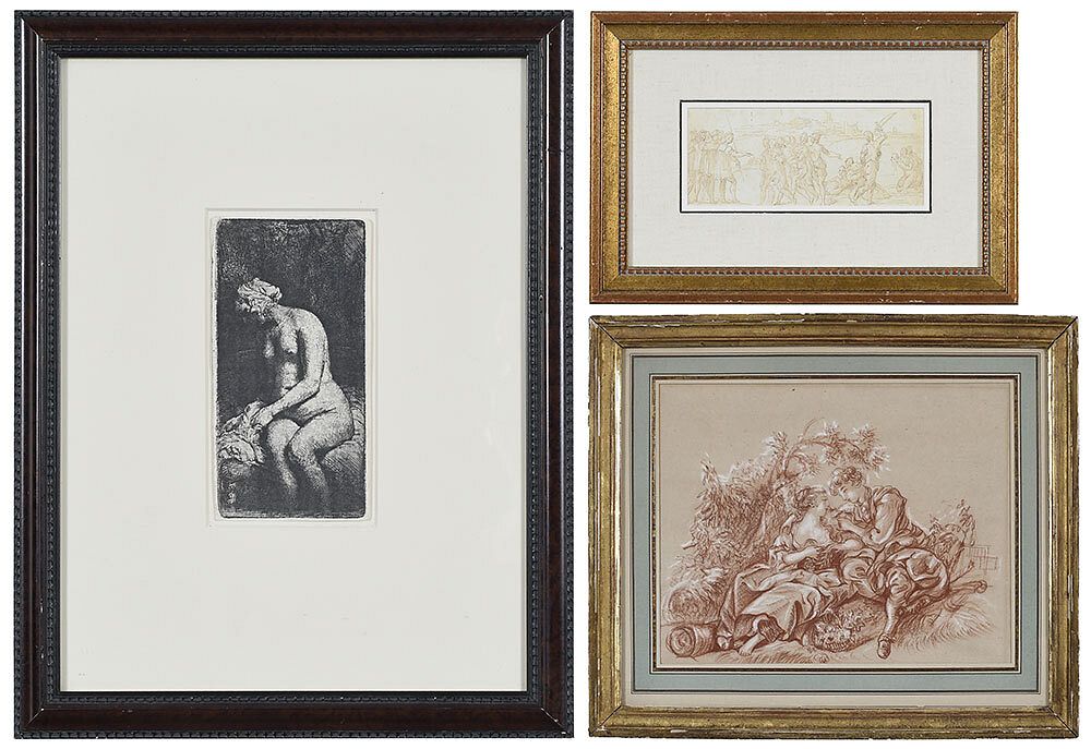 Appraisal: Three Old Master Style Pictures Couple in a Landscape unsigned