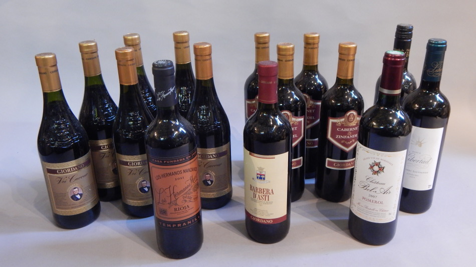 Appraisal: A mixed case of wine to include Giordano Chateau Bel