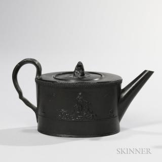 Appraisal: T J Hollins Black Basalt Teapot and Cover T J