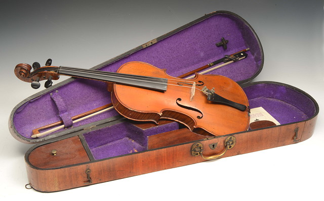 Appraisal: A TH CENTURY CONTINENTAL VIOLIN with indistinct handwritten signature and