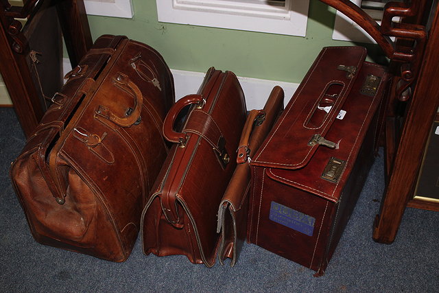 Appraisal: A LEATHER HOLDAL LEATHER SATCHEL AND TWO FURTHER BAGS