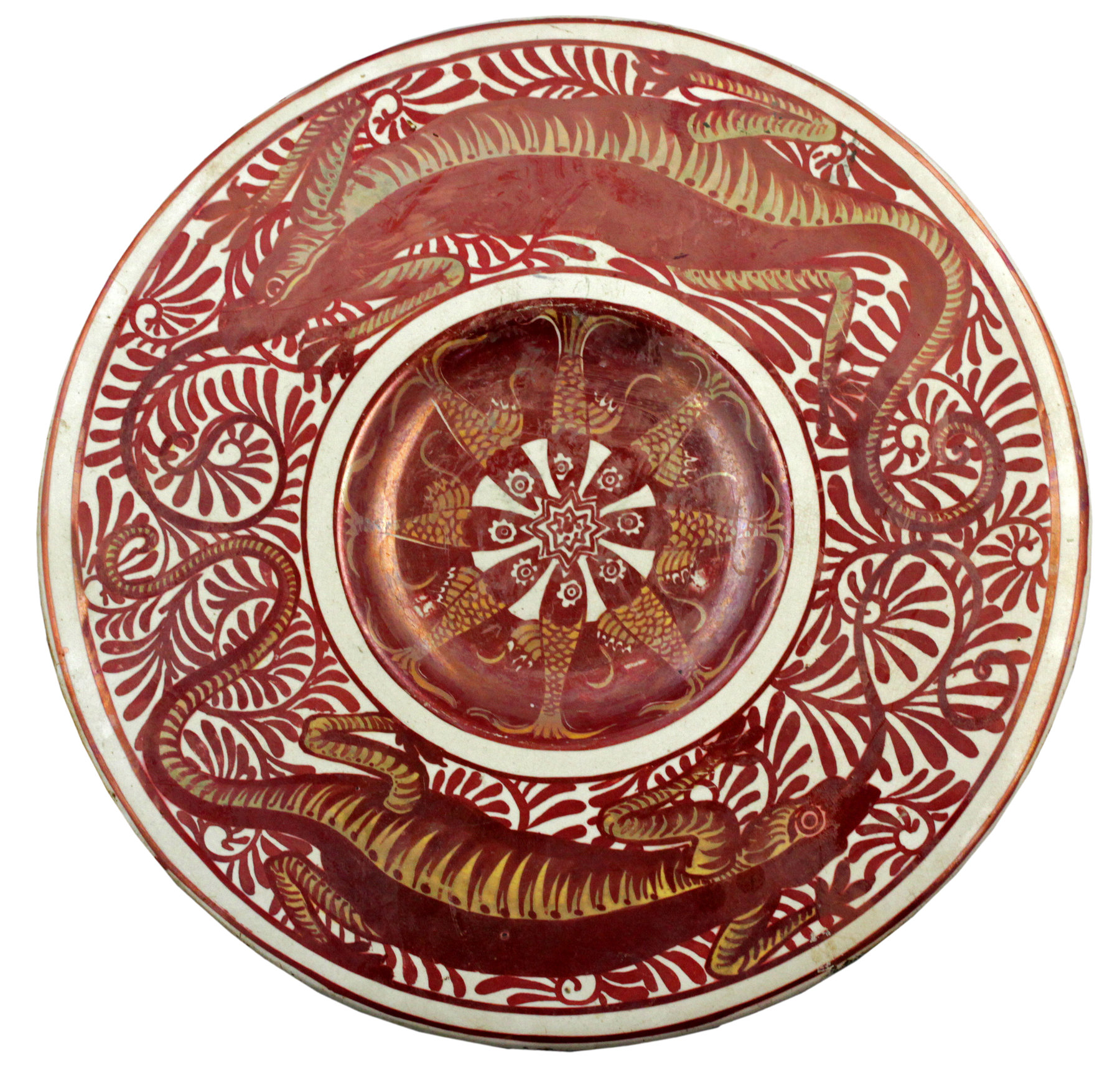 Appraisal: A William de Morgan lustre dish decorated fish to the