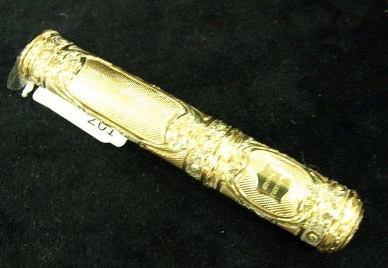 Appraisal: A th Century silver gilt bodkin case of oval form