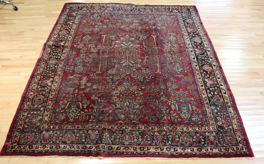 Appraisal: Antique And Finely Hand Woven Sarouk Carpet Good size great