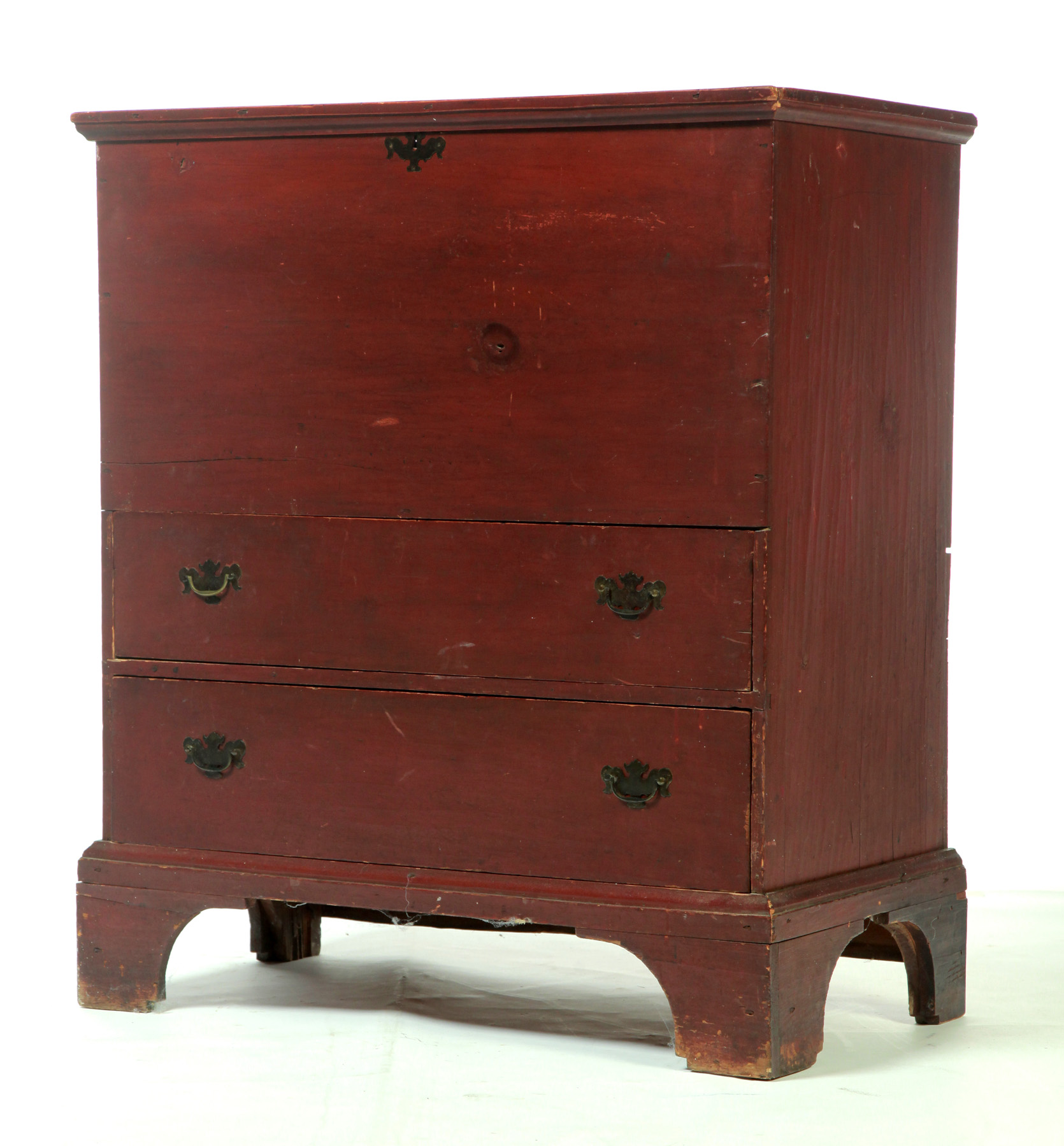 Appraisal: AMERICAN MULE CHEST Late th century pine Old red paint