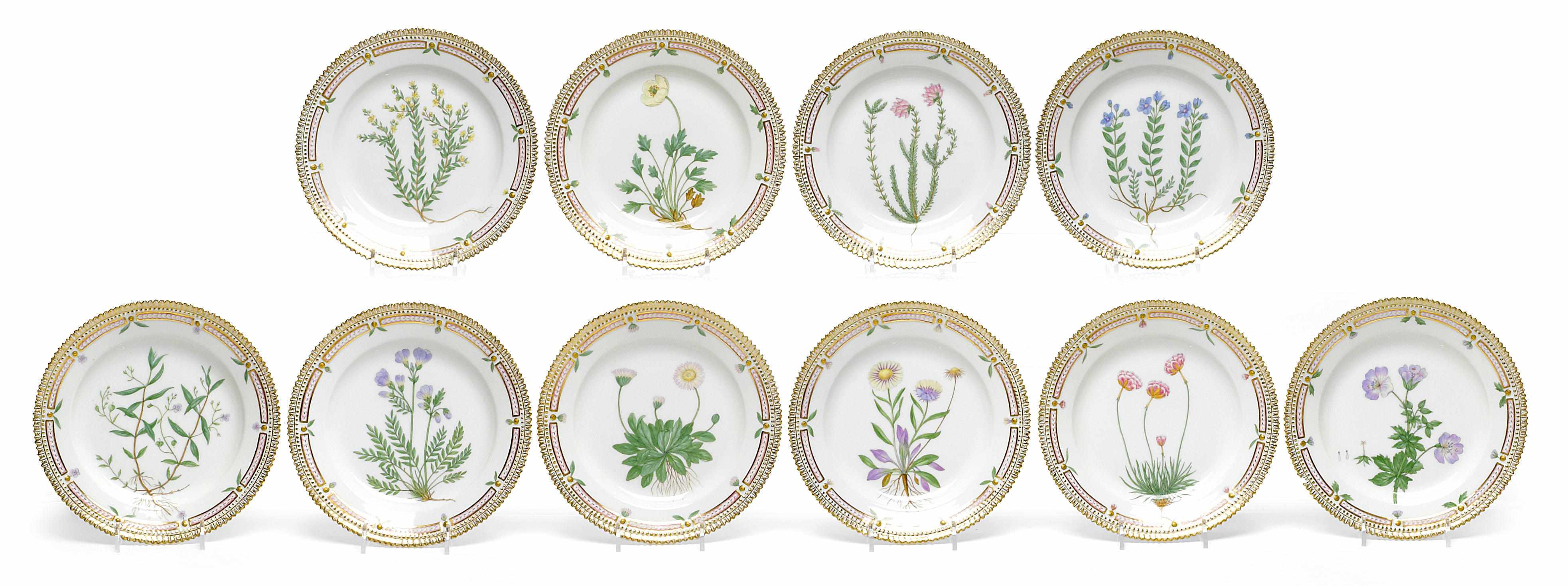 Appraisal: A set of ten Royal Copenhagen porcelain Flora Danica salad