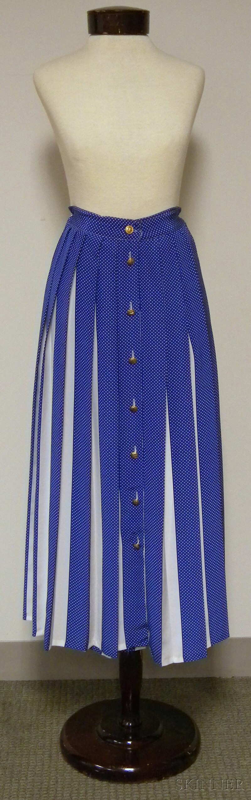 Appraisal: Balenciaga Pleated Skirt with alternating pleats of white and blue-and-white