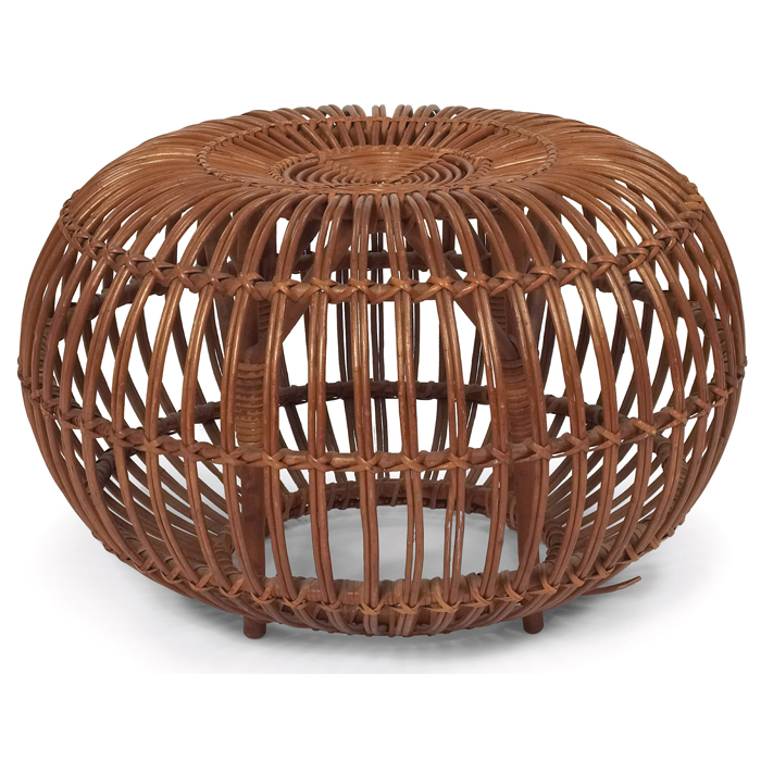 Appraisal: Franco Albini stool by Vittorio Bonacina Italy s rattan dia