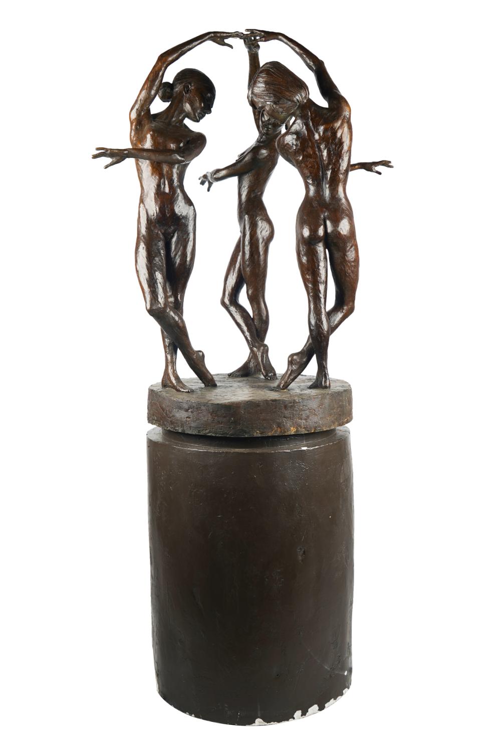 Appraisal: ENZO MARIA PLAZZOTTA - THE THREE GRACES bronze stamped with