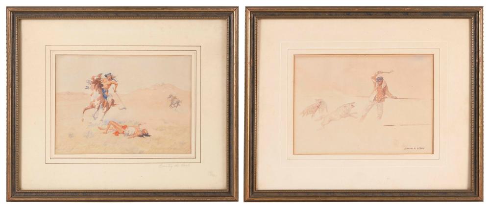 Appraisal: LEONARD HOWARD REEDY ILLINOIS - PAIR OF WESTERN SCENES WATERCOLORS