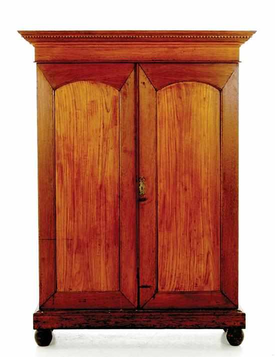 Appraisal: Southern walnut wardrobe possibly Louisiana mid th century dentil-molded cornice