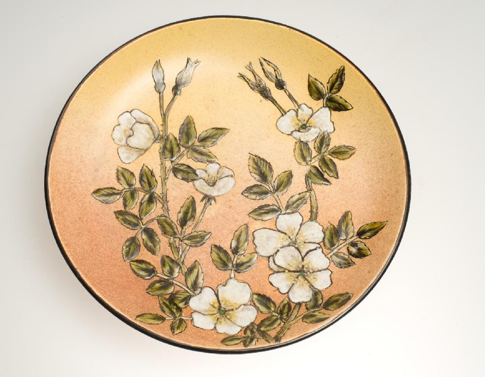 Appraisal: LINTHORPE POTTERY PLATE hand-painted with prunus blossom in low relief