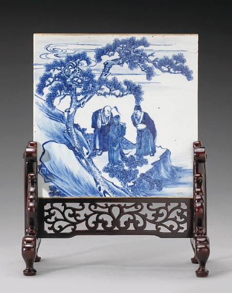 Appraisal: A blue and white porcelain tile Late Qing Republic Period