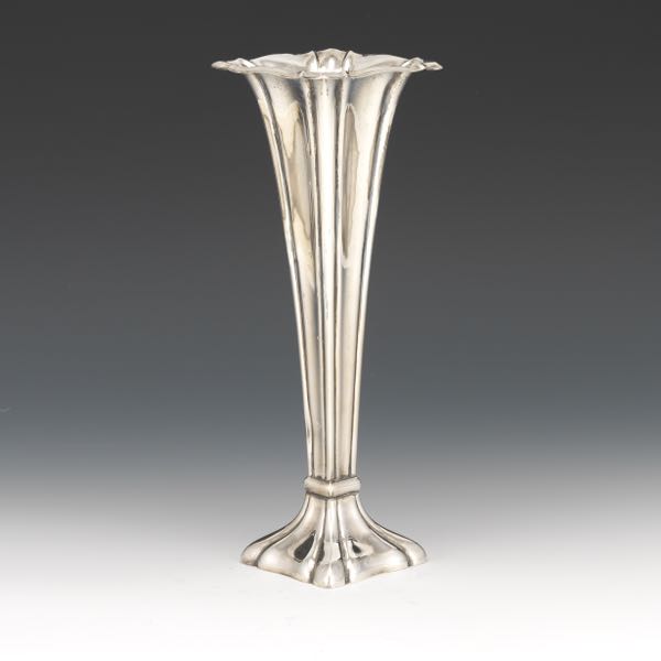 Appraisal: German Silver Fluted Vase after Of fluted design German silver