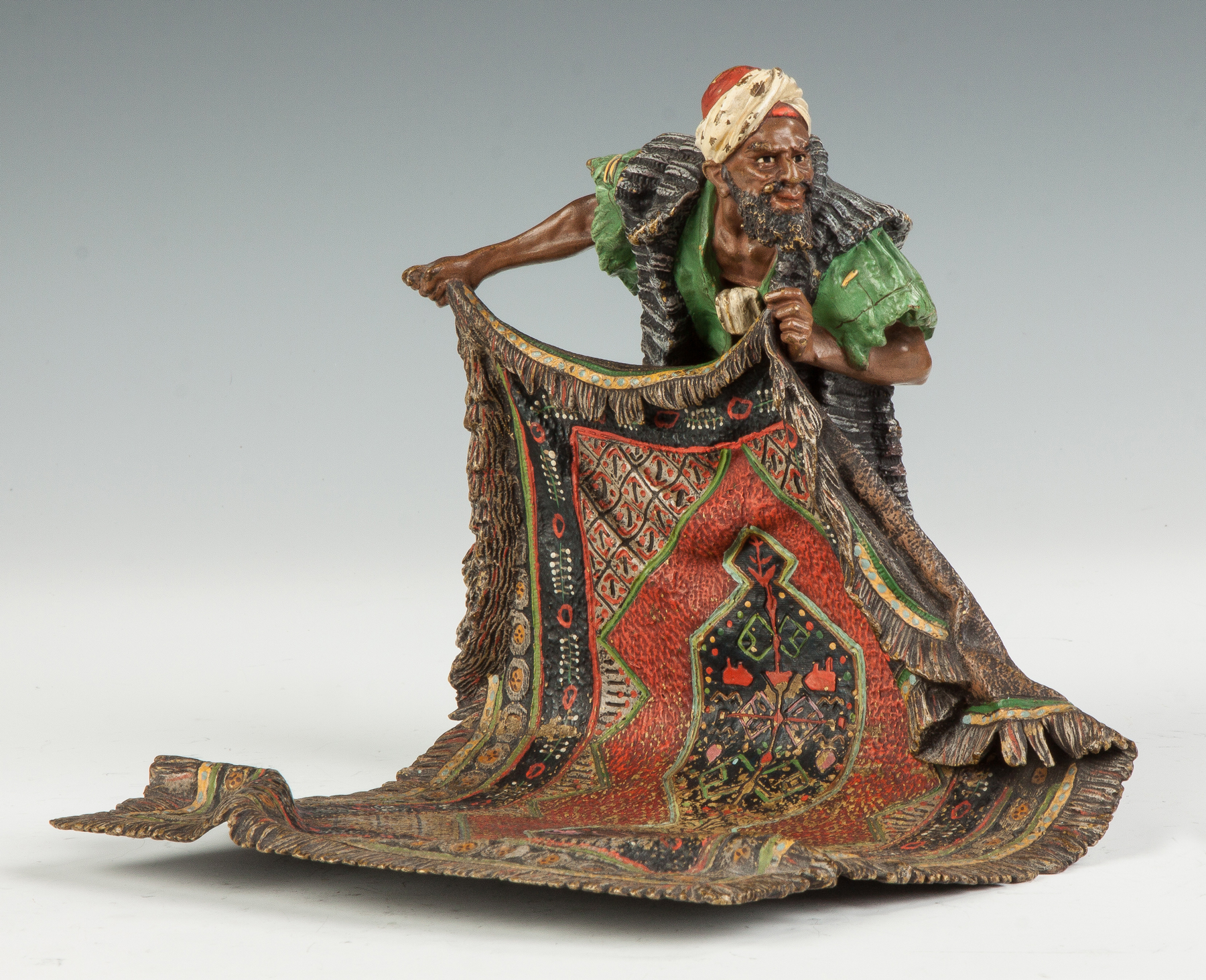 Appraisal: Bergman Arab Sculpture with Oriental Carpet C Cold patinaed bronze