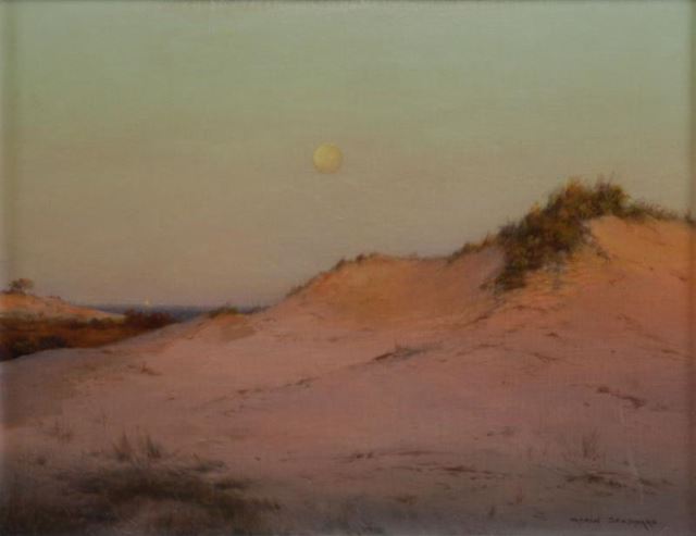 Appraisal: SHEPPARD Warren Oil on Canvas The Rising Moon Setting Sun