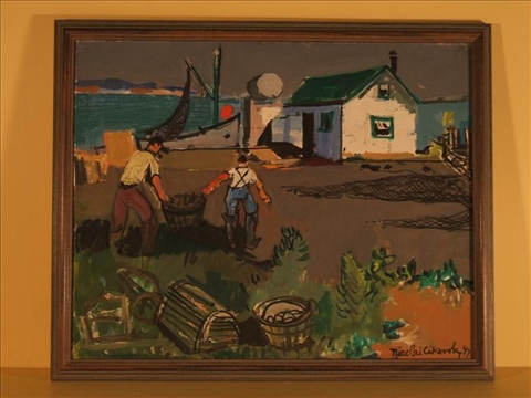 Appraisal: NICOLAI CIKOVSKY AMERICAN - BAY MEN x in sight Framed