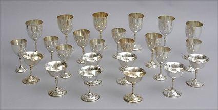 Appraisal: ASSEMBLED GROUP OF TWENTY-FOUR MEXICAN SILVER STEMWARE PIECES Comprising water