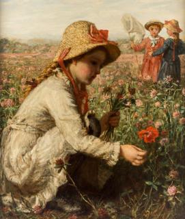 Appraisal: CARL WILHELM FRIEDRICH BAUERLE GERMAN - Children Gathering Flowers oil