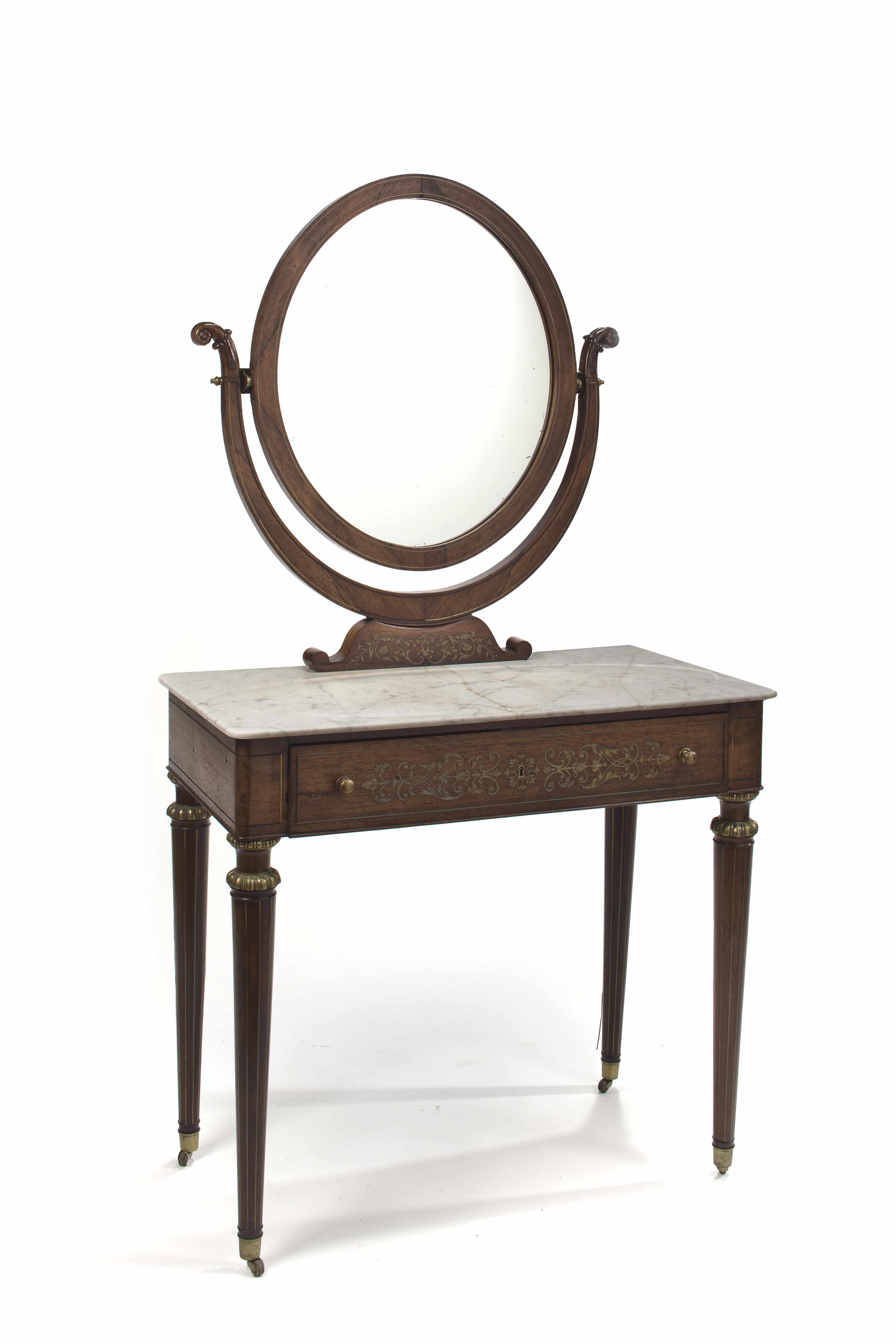 Appraisal: A Louis Philippe brass inlaid rosewood dressing table third quarter