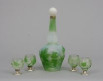 Appraisal: Cameo Glass Decanter and Cordial Set in Galle Beautiful Art