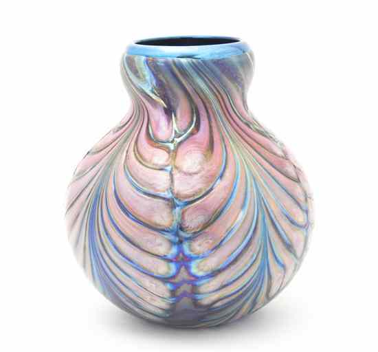 Appraisal: A Daniel Lotton Glass Vase having a swirled iridescent decoration