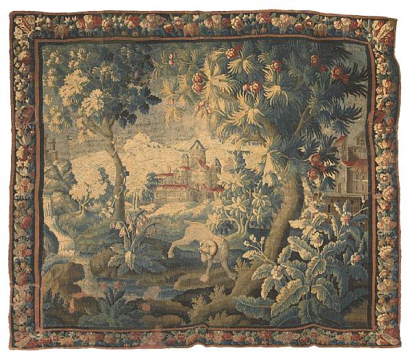 Appraisal: A Flemish Baroque tapestry th century Depicting an elegant country