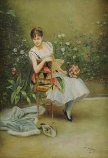 Appraisal: After Raimundo de Madrazo y Garreta Oil on Wood Panel